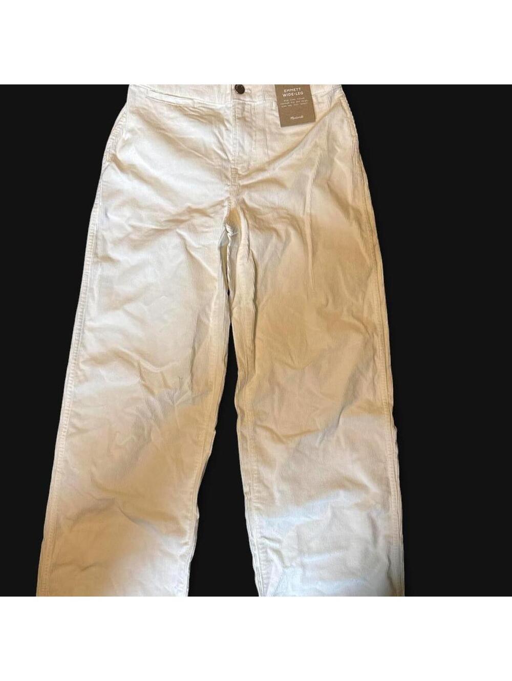 Madewell Emmett Wide-Leg Corduroy Pants — Winter White / Cream, size 24P NWT